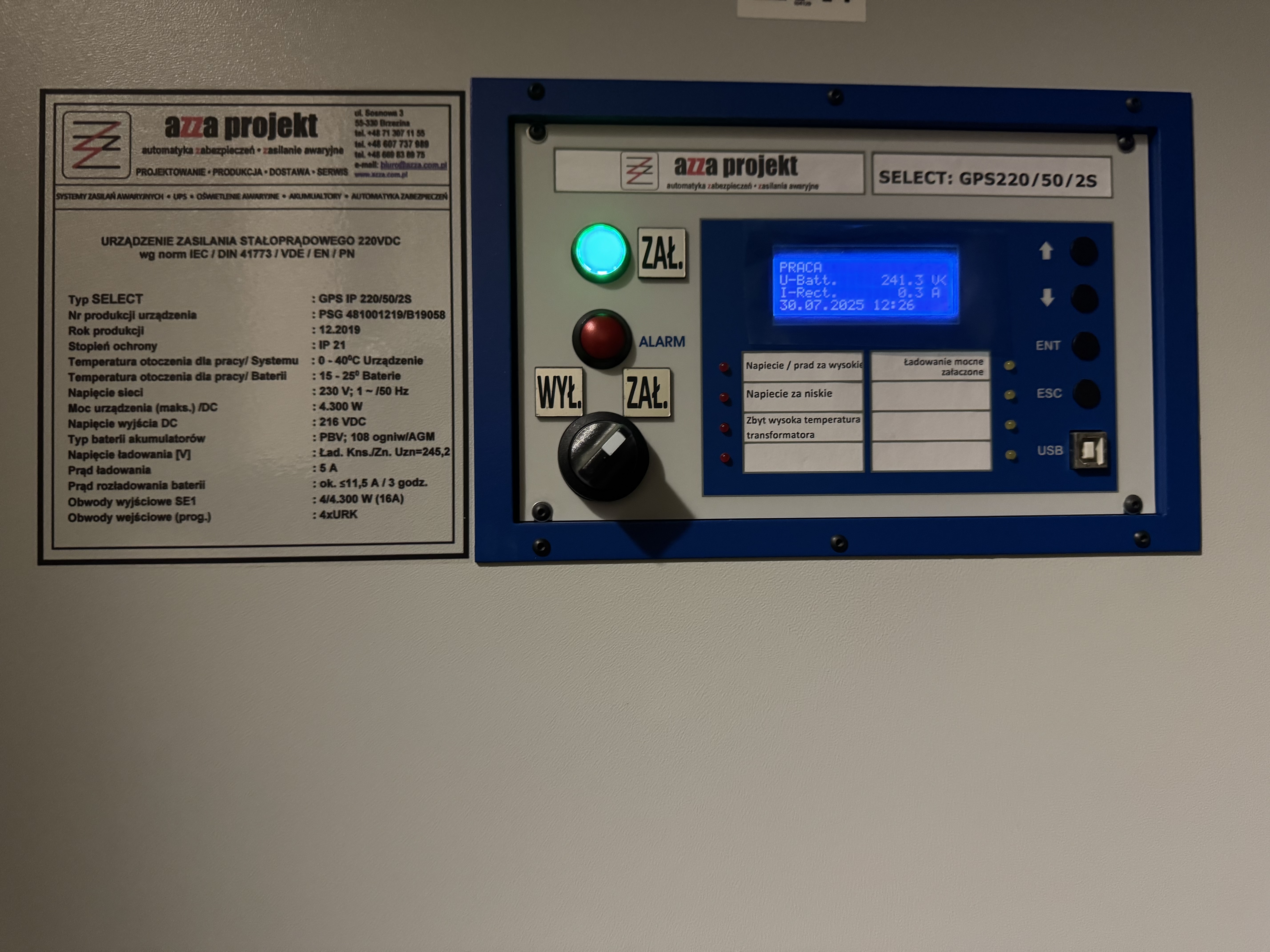 Panel i elementy wizualizacji instalacji technicznej